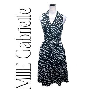 💖Cotton Retro Fit and Flare Sleeveless Polka Dot Dress With Pockets | Size S